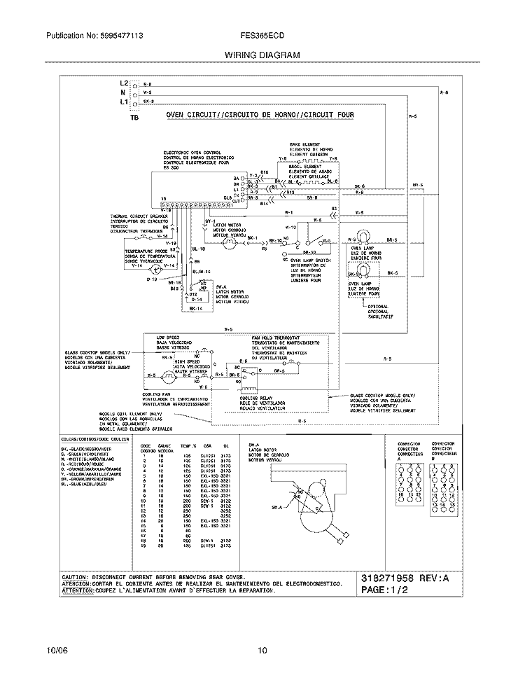 WIRING DIAGRAM Diagram and Parts List for FES365ECD  Frigidaire Range