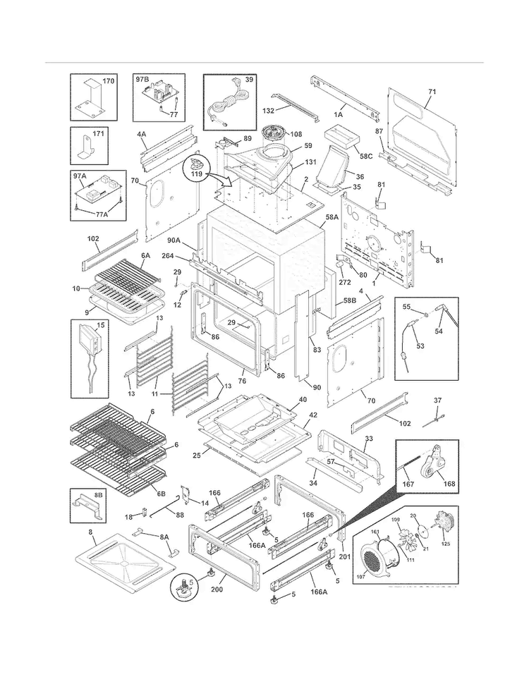 Body Diagram and Parts List for EW30GS6CGSC  Electrolux Range