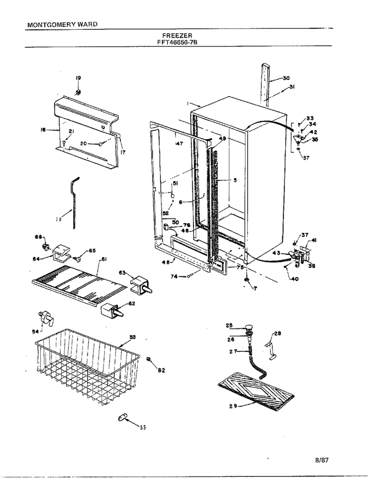 Freezer Page 6 Diagram and Parts List for 46656B-7  Frigidaire Freezer