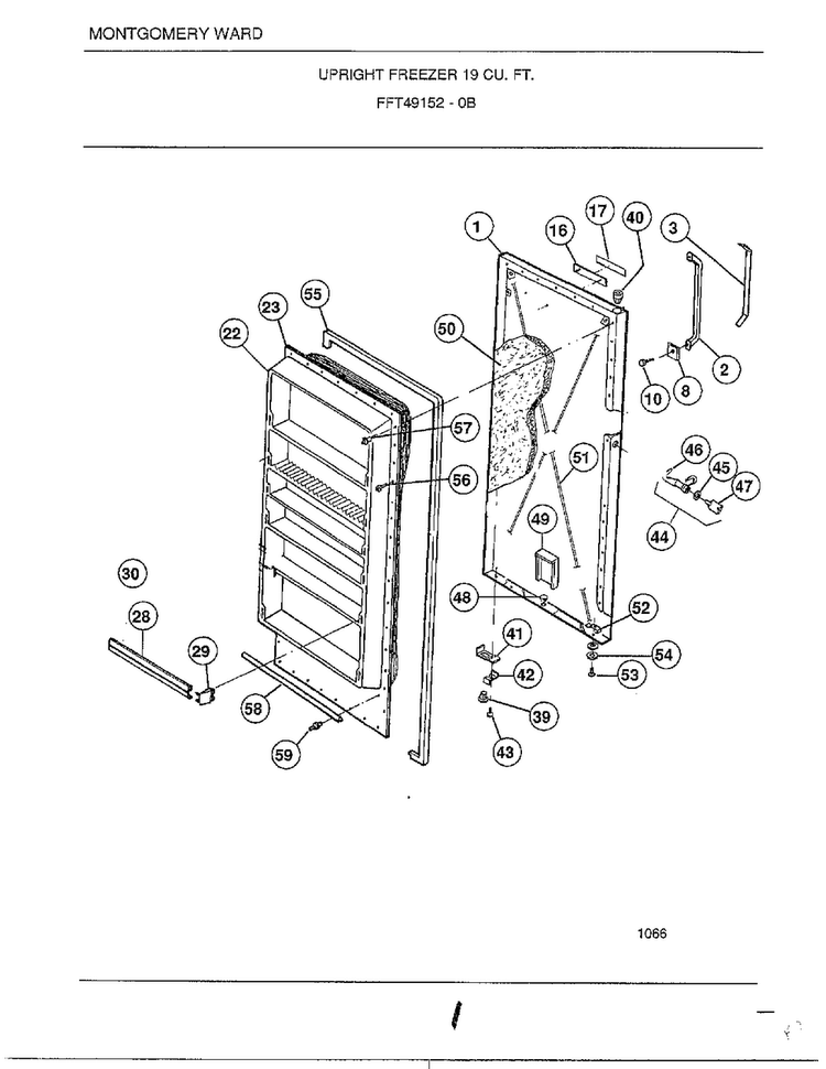Upright Freezer 19 Cubic Feet Diagram and Parts List for 49152-0B  Frigidaire Freezer