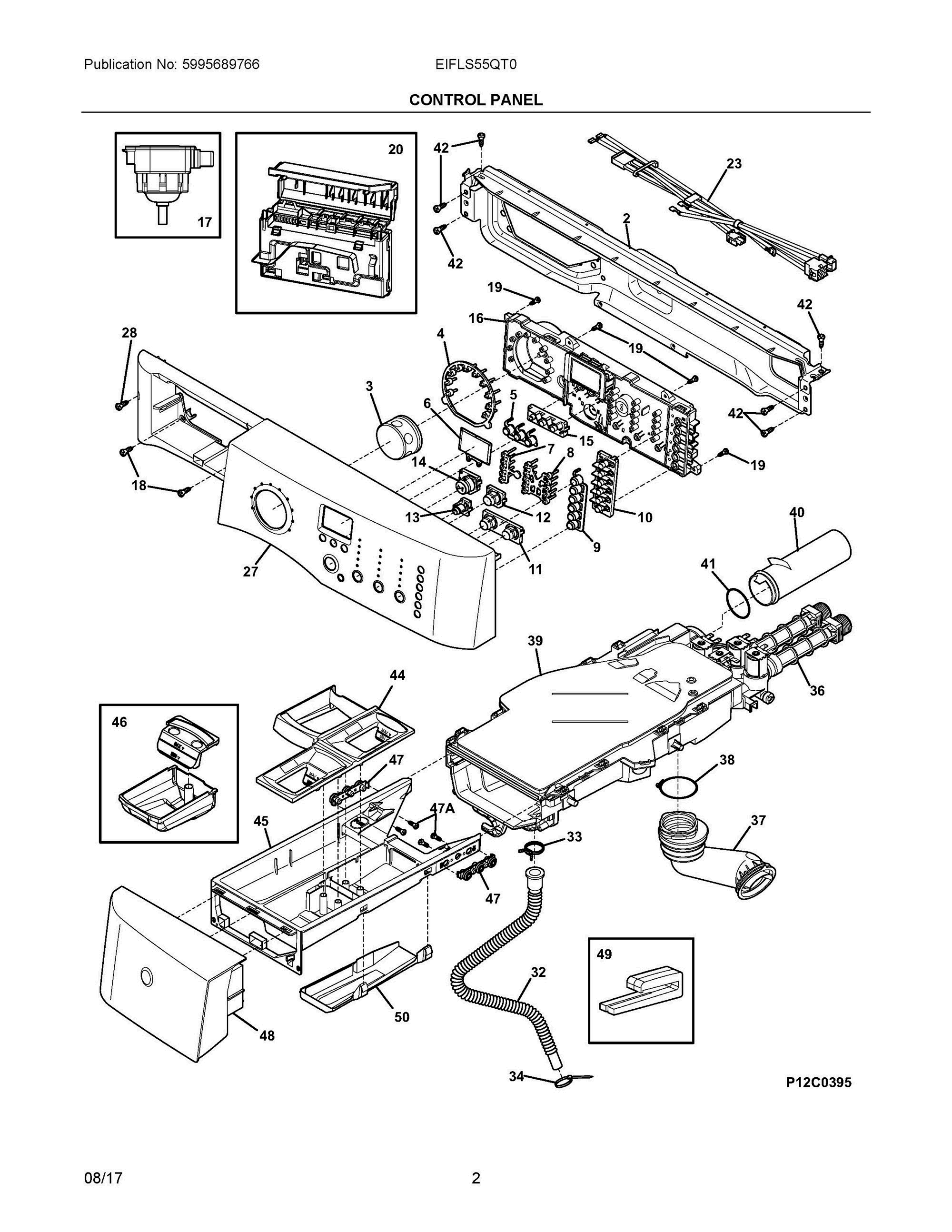 02 - CONTROL PANEL Diagram and Parts List for EIFLS55QT0  Frigidaire Washer
