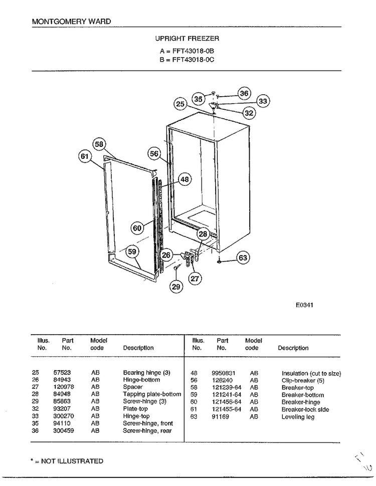 Upright Freezer Page 5 Diagram and Parts List for 43018C  Frigidaire Freezer