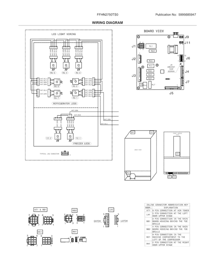 Wiring Schematic Diagram and Parts List for FFHN2750TS0  Frigidaire Refrigerator