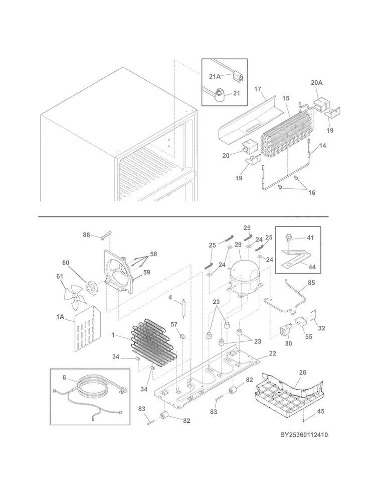 System Diagram and Parts List for 25360623410  Kenmore Refrigerator