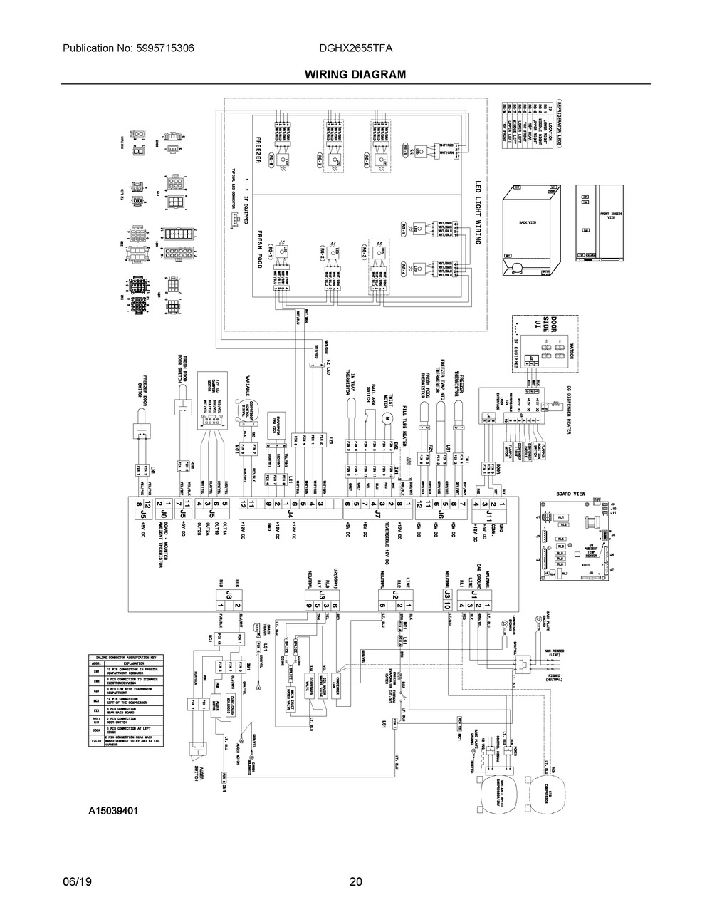 Wiring Diagram Diagram and Parts List for DGHX2655TFA  Frigidaire Refrigerator