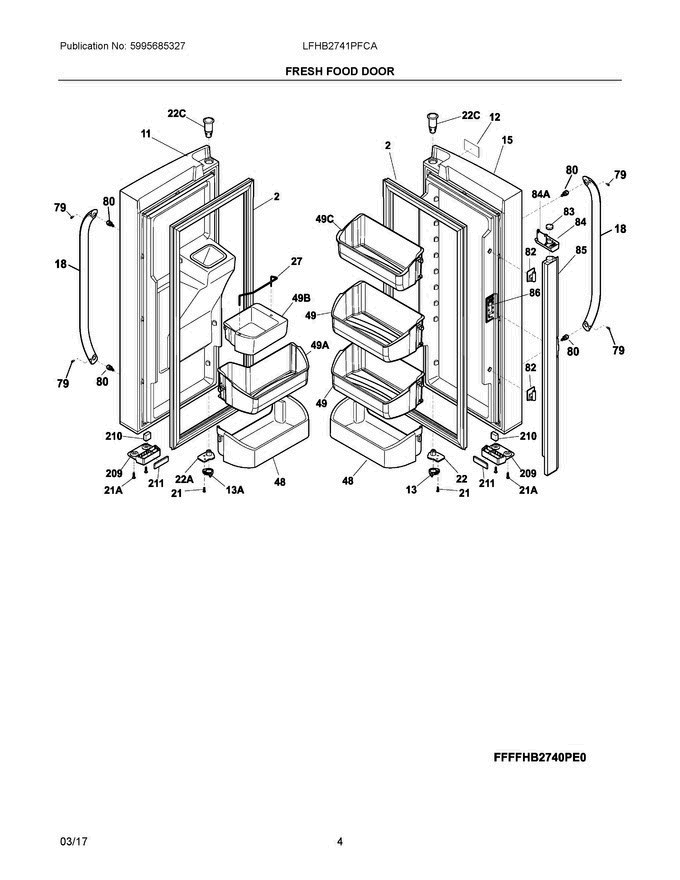 03 - Fresh Food Door Diagram and Parts List for LFHB2741PFCA  Frigidaire Refrigerator