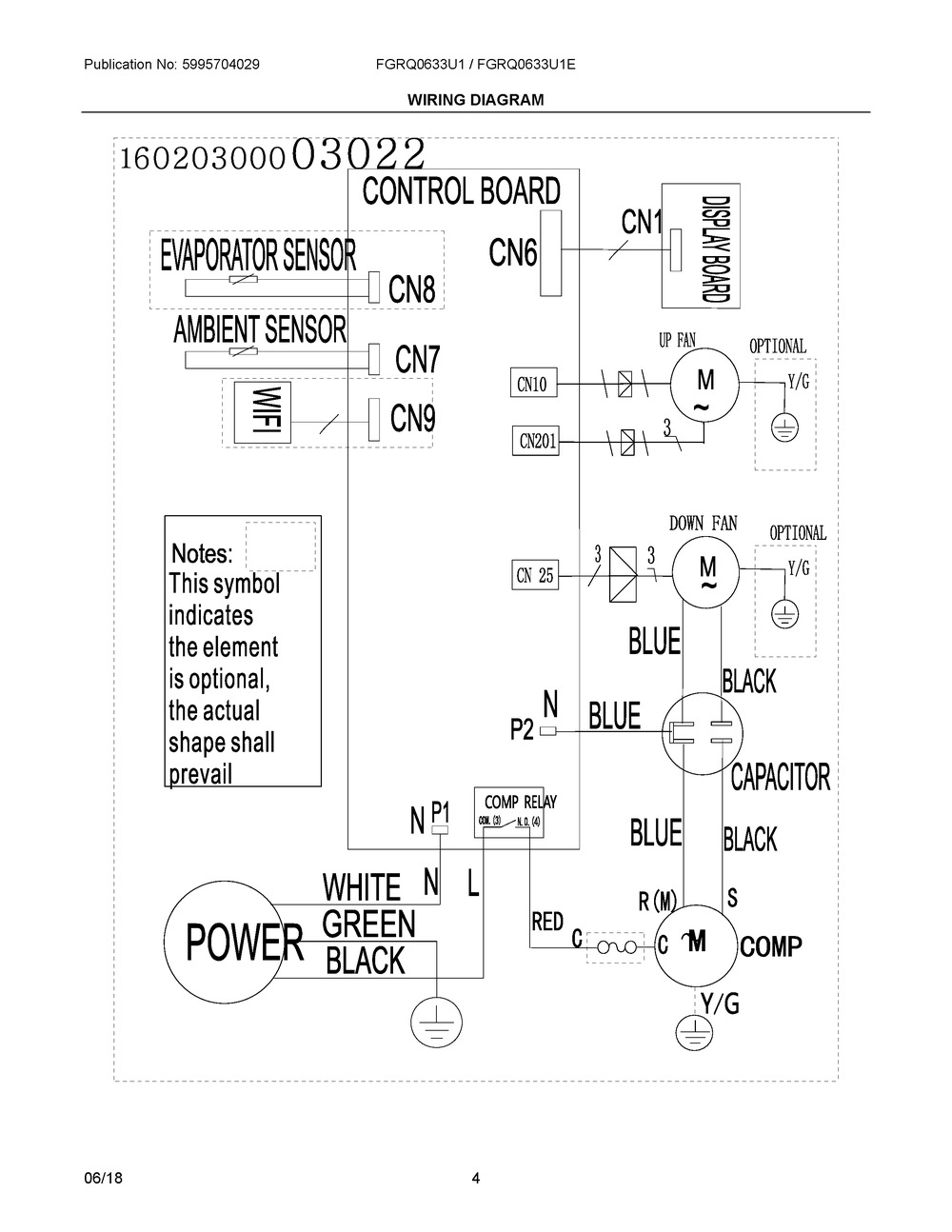 Wiring Diagram Diagram and Parts List for FGRQ0633U10  Frigidaire Air Conditioner