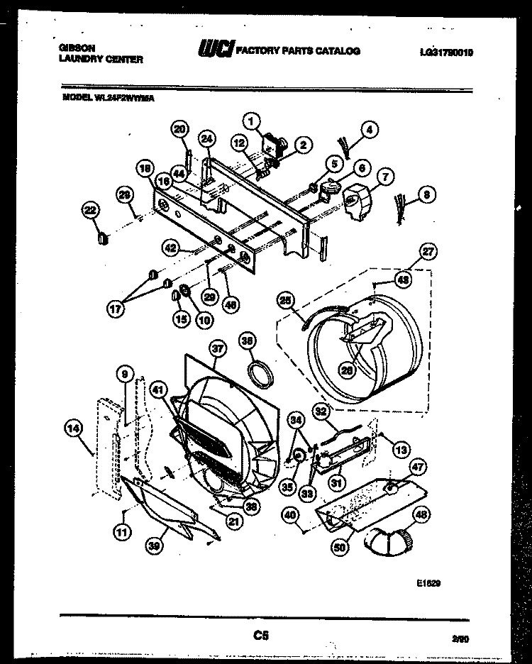 CONTROL, SEAL AND DRUM ASSEMBLY Diagram and Parts List for WL24F2WWMA  Gibson Washer