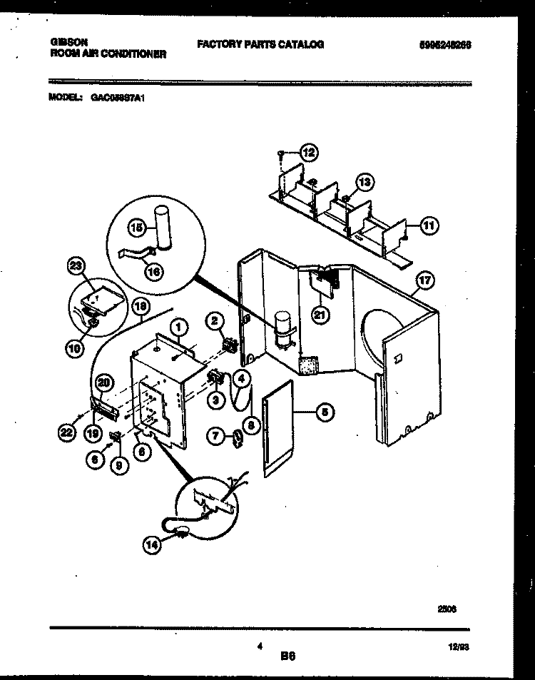 ELECTRICAL PARTS Diagram and Parts List for GAC058S7A1  Gibson Air Conditioner