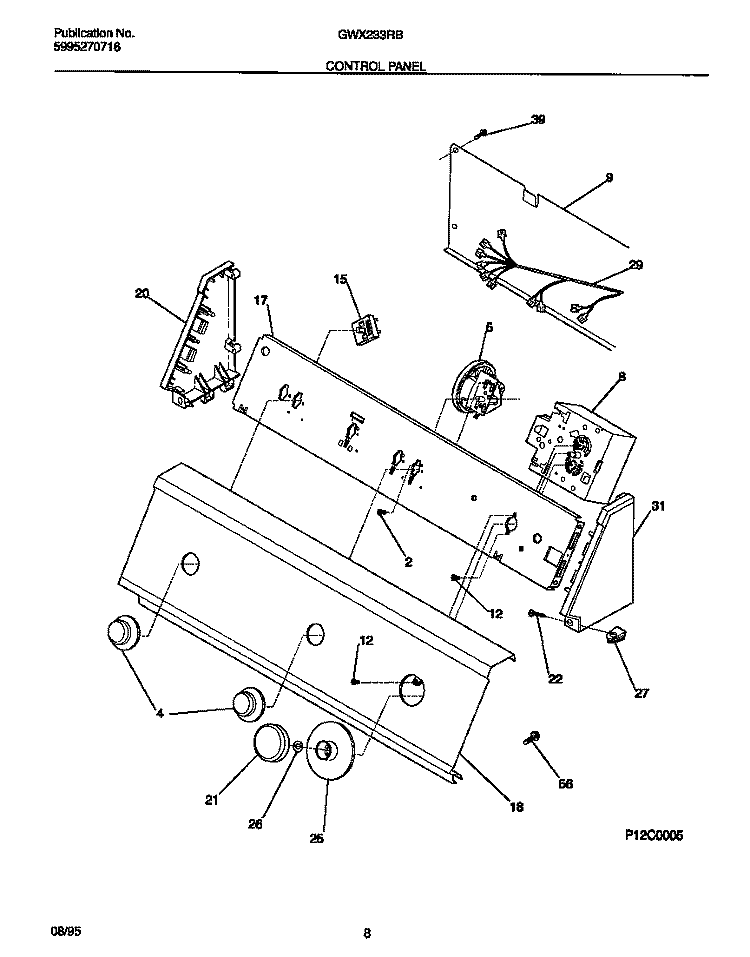 CONTROL PANEL Diagram and Parts List for GWX233RBS0  Gibson Washer