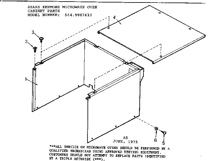 Cabinet Parts Diagram and Parts List for 5649907610  Kenmore Microwave