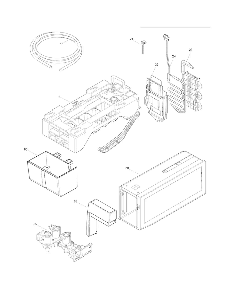 Ice Maker Diagram and Parts List for EW23BC71ISC  Electrolux Refrigerator