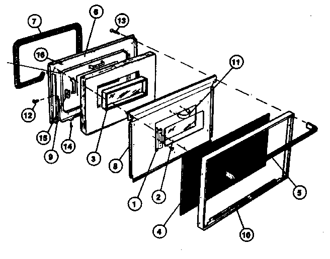 Door Diagram and Parts List for 30-4988-10 01 Tappan Range