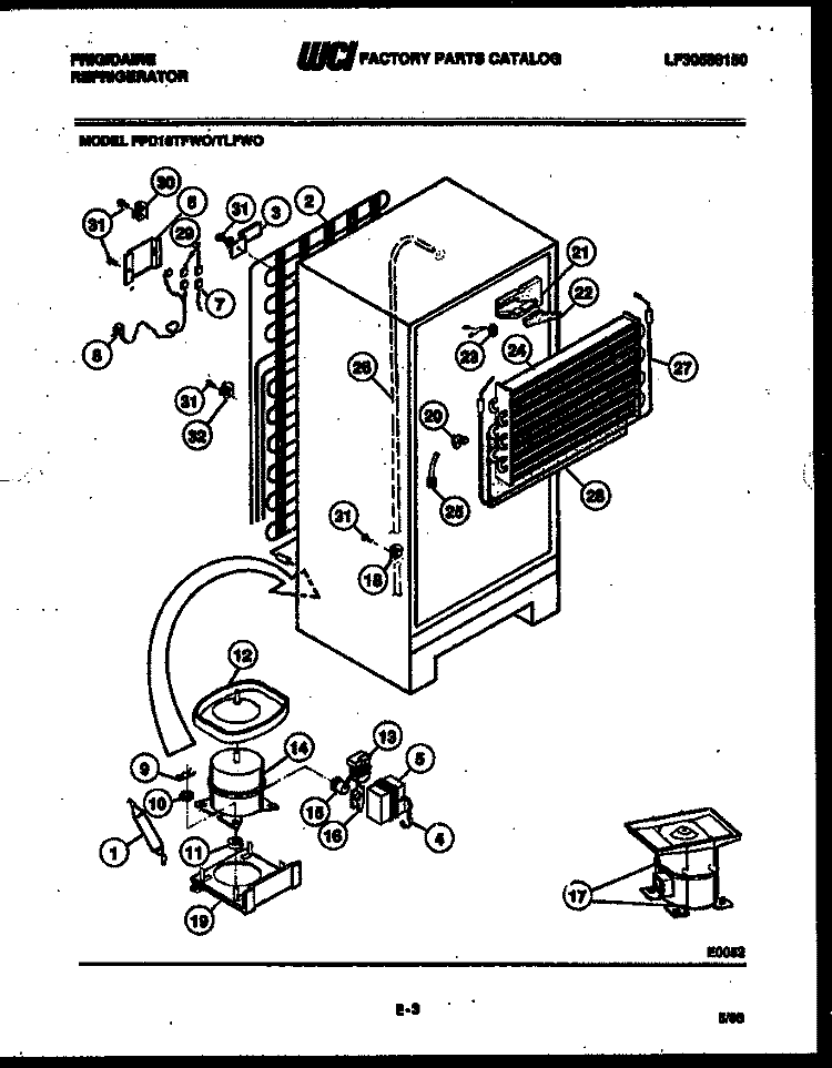 SYSTEM AND AUTOMATIC DEFROST PARTS Diagram and Parts List for FPD18TFA0  Frigidaire Refrigerator