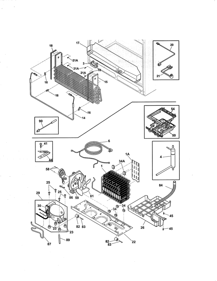 Cooling System Diagram and Parts List for 25370423415  Kenmore Refrigerator