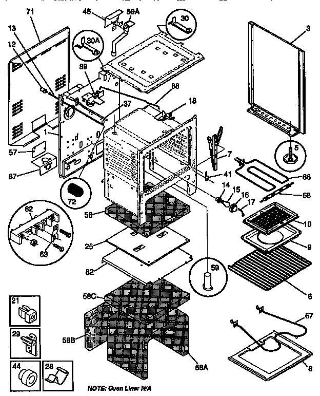 Body Diagram and Parts List for FEF367CA  Frigidaire Range