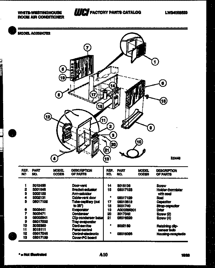 ELECTRICAL PARTS Diagram and Parts List for AC059K7B2  Frigidaire Air Conditioner