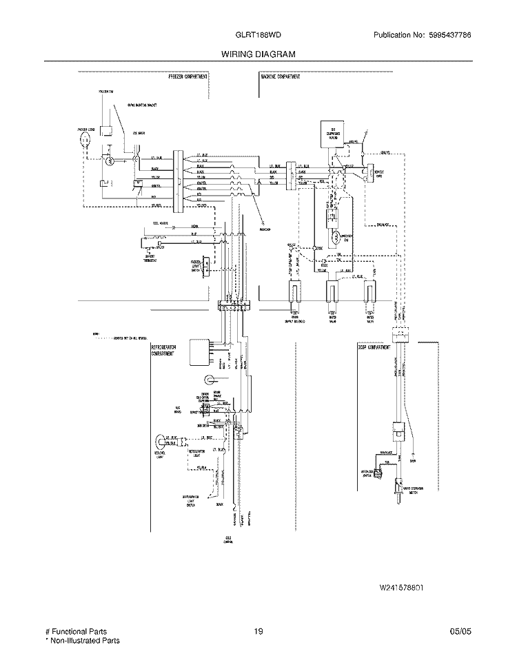 WIRING DIAGRAM Diagram and Parts List for GLRT188WDL6  Frigidaire Refrigerator