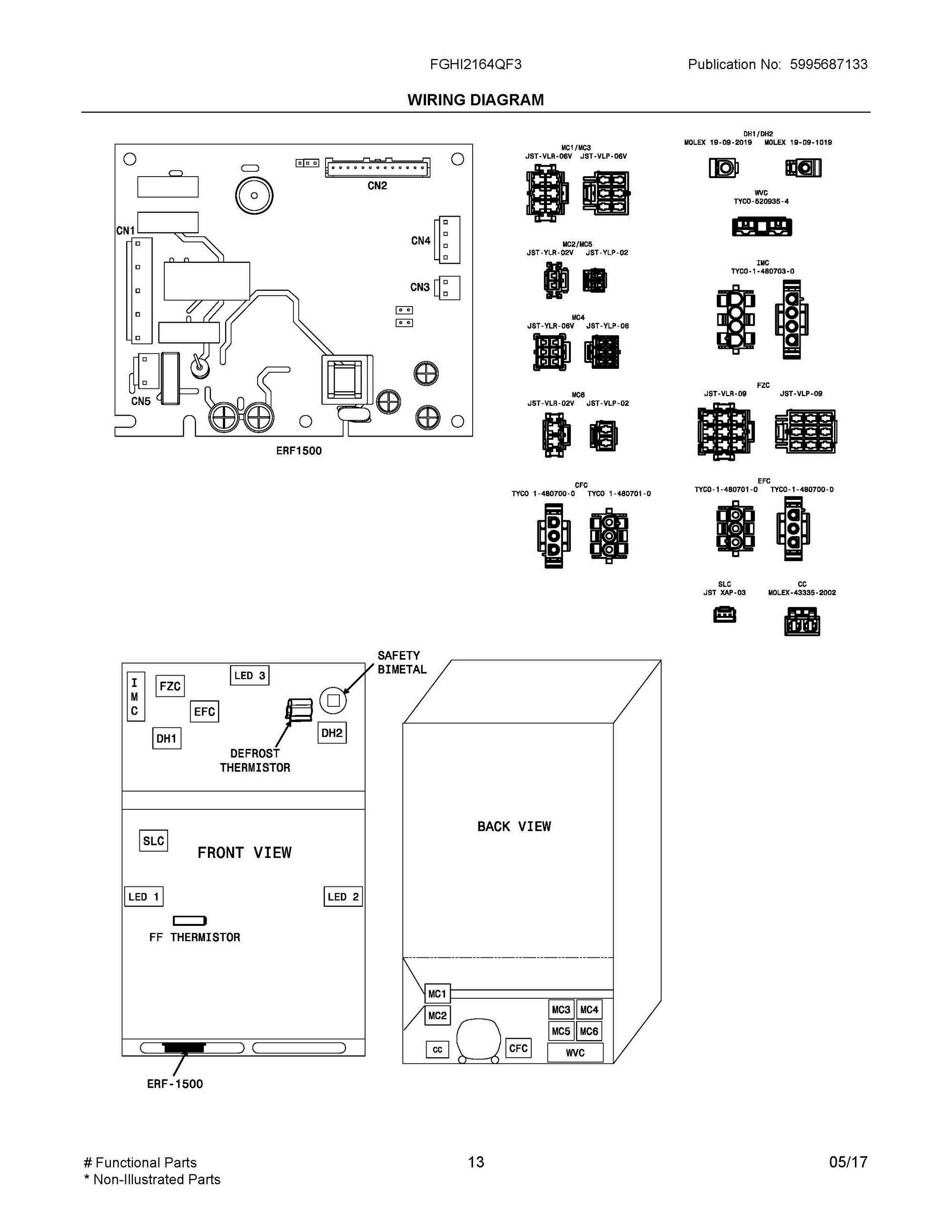 08 - WIRING DIAGRAM Diagram and Parts List for FGHI2164QF3  Frigidaire Refrigerator