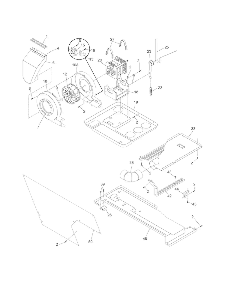 Motor/blower/belt Diagram and Parts List for 41797812700  Kenmore Washer Dryer Combo