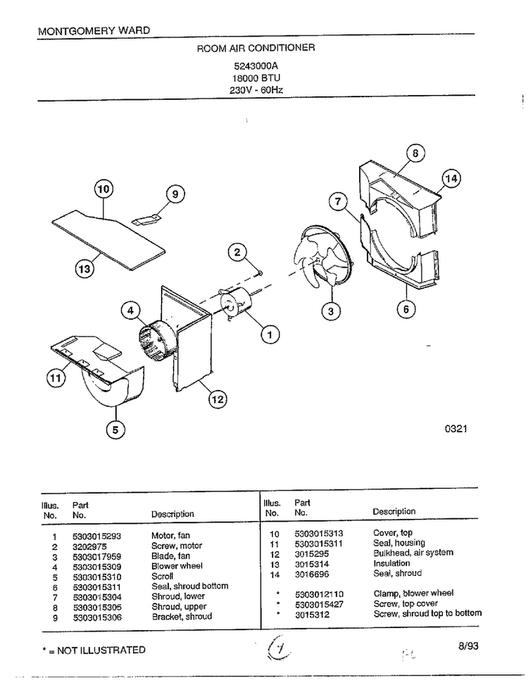 Room Air Conditioner Page 4 Diagram and Parts List for 5243000A  Frigidaire Air Conditioner