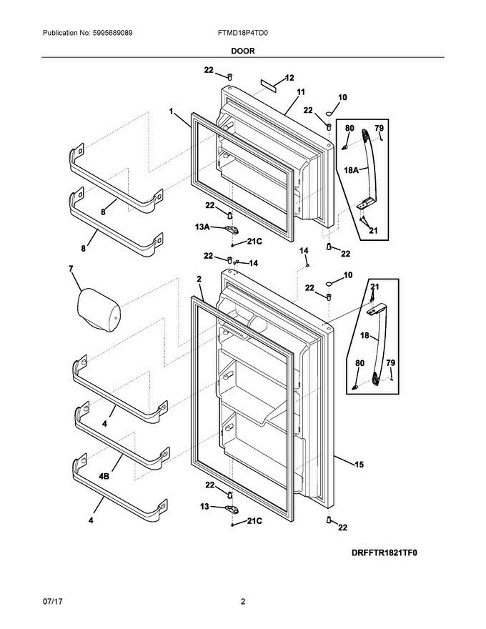 02 - Door Diagram and Parts List for FTMD18P4TD0  Frigidaire Refrigerator