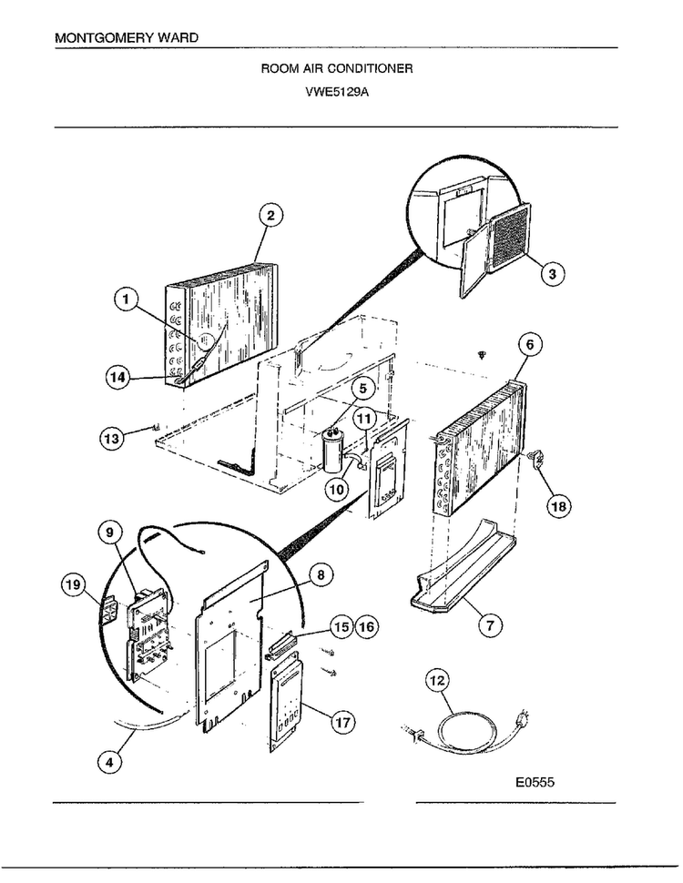 Room Air Conditioner Page 3 Diagram and Parts List for 5129A  Frigidaire Air Conditioner