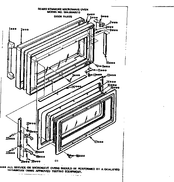 Door Parts Diagram and Parts List for 5648598510  Kenmore Microwave