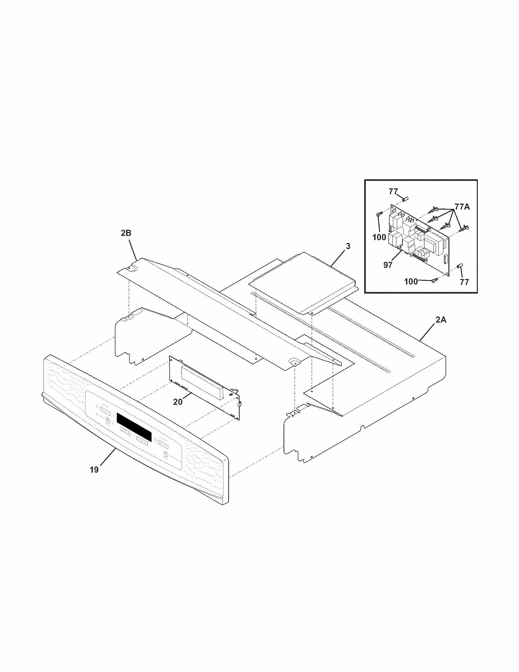 Control Panel Diagram and Parts List for 79048873901  Kenmore Wall Oven