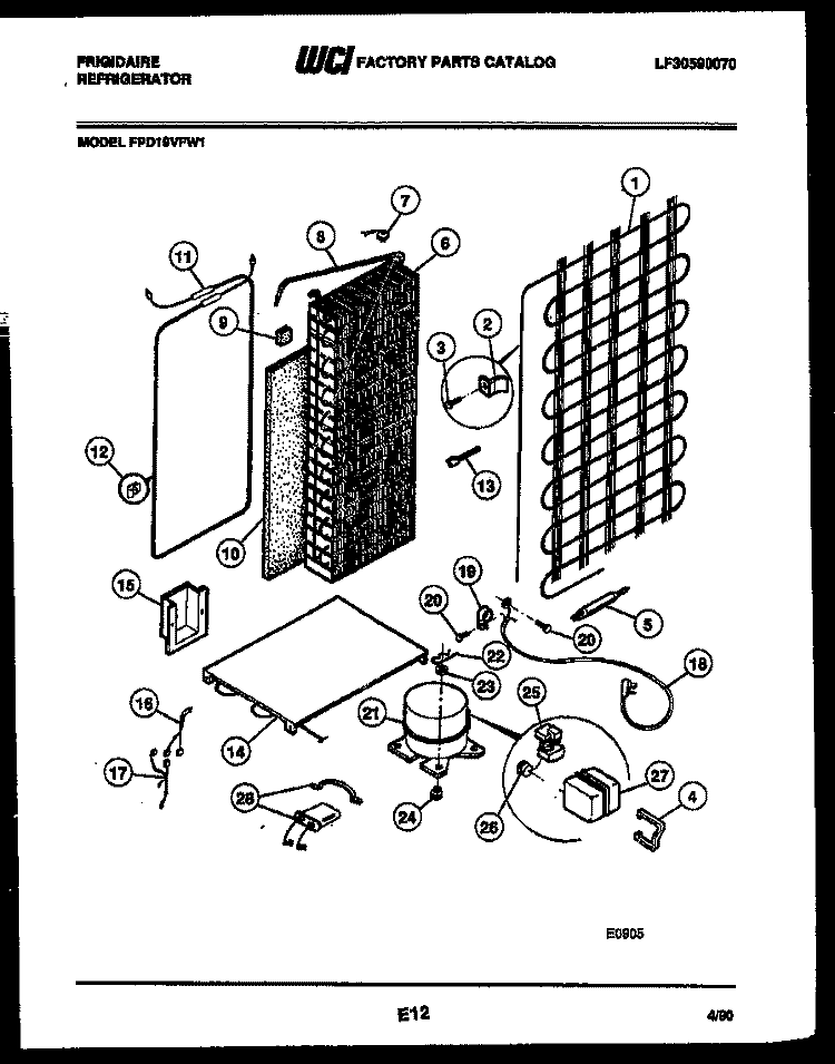 SYSTEM AND AUTOMATIC DEFROST PARTS Diagram and Parts List for FPD19VFW1  Frigidaire Refrigerator