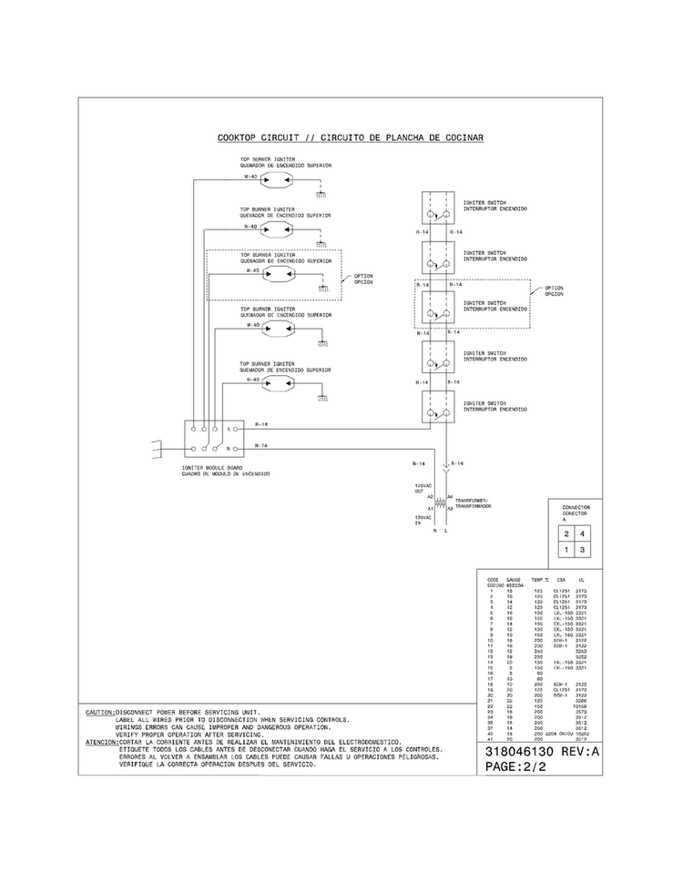Wiring Diagram Diagram and Parts List for FGGF301DNWB  Frigidaire Range