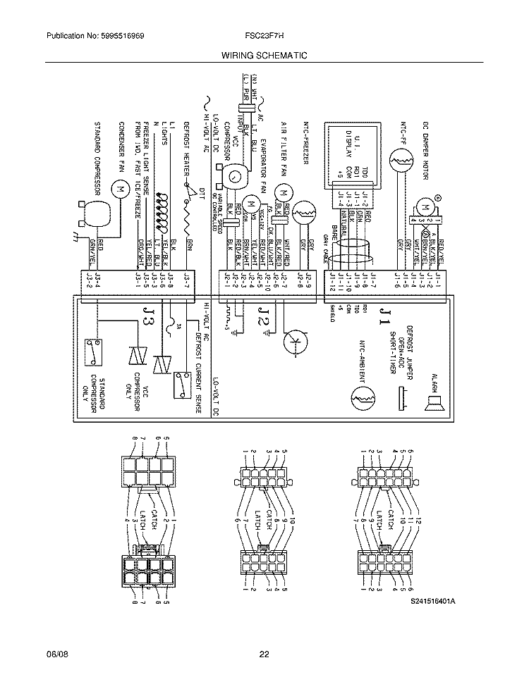 WIRING SCHEMTIC Diagram and Parts List for FSC23F7HB8  Frigidaire Refrigerator