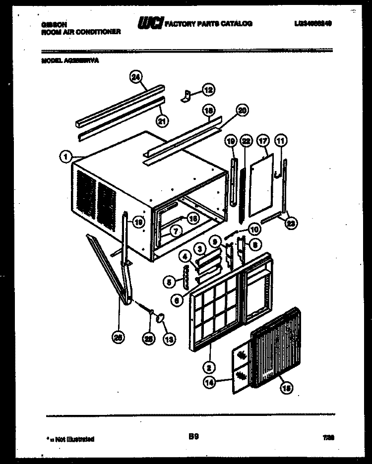 CABINET PARTS Diagram and Parts List for AG28E5RVA  Gibson Air Conditioner