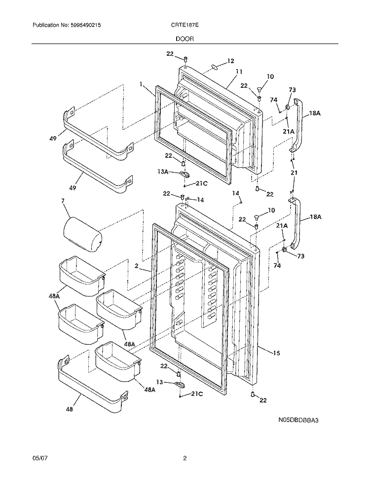 DOORS Diagram and Parts List for CRTE187EB9  Crosley Refrigerator
