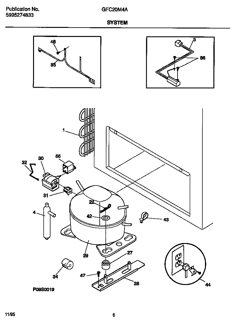 SYSTEM Diagram and Parts List for GFC20M4AW4  Gibson Freezer