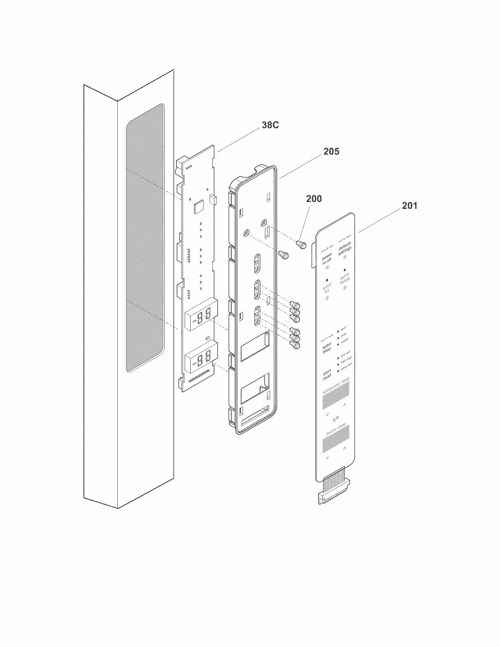 Controls Diagram and Parts List for FGUN2642LE8  Frigidaire Refrigerator