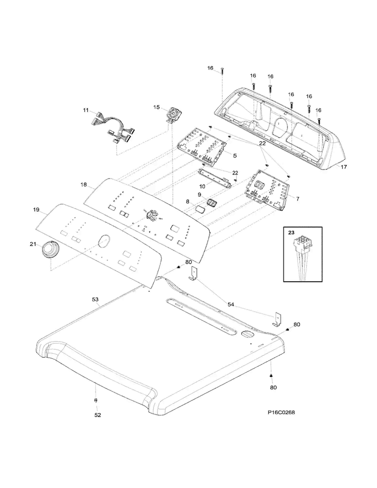 Controls Diagram and Parts List for CARE4044MW1  Frigidaire Dryer