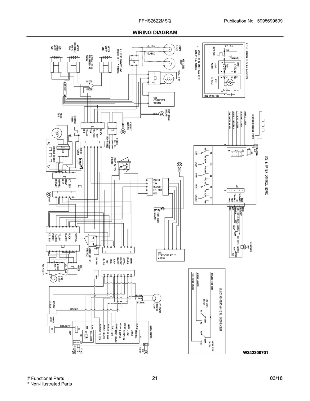 Wiring Diagram Diagram and Parts List for FFHS2622MSQ  Frigidaire Refrigerator