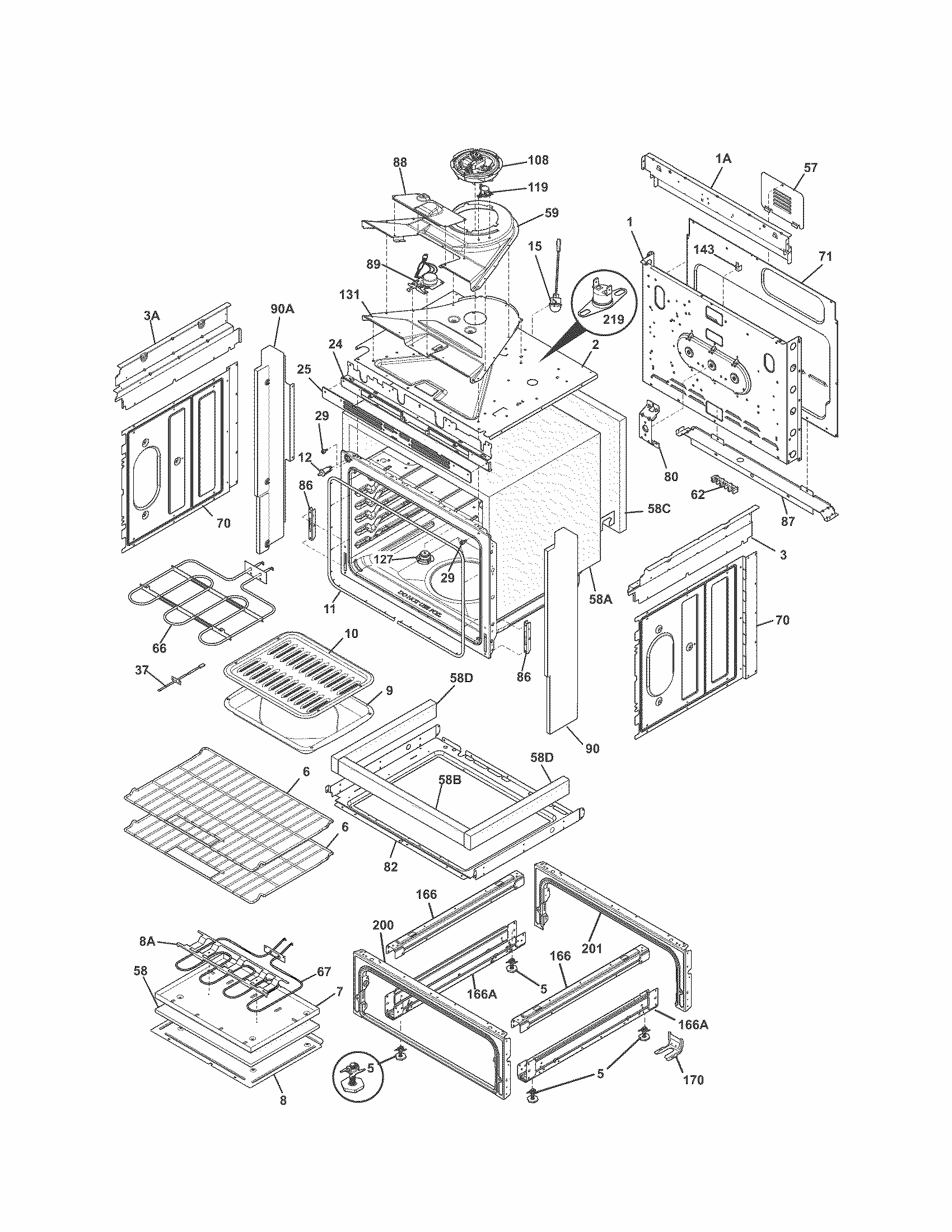 Body Diagram and Parts List for 79042531310  Kenmore Range