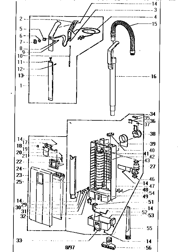 Filter Bag Housing And Handle Diagram and Parts List for 11931015790  Kenmore Canister Vacuum