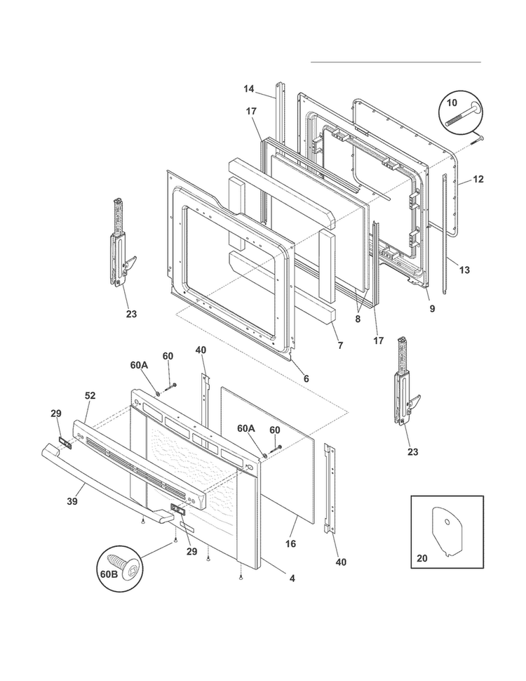 Door Diagram and Parts List for CEI30EF5GSH  Electrolux Range