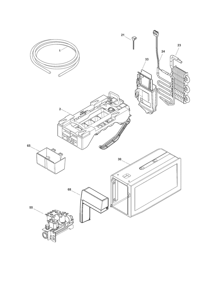 Ice Maker Diagram and Parts List for E23BC78IPSD  Electrolux Refrigerator