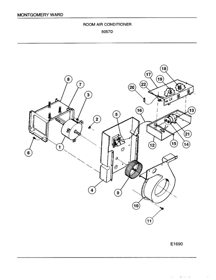 Room Air Conditioner Page 3 Diagram and Parts List for 5057D  Frigidaire Air Conditioner