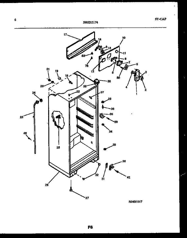 CABINET PARTS Diagram and Parts List for FP18TLL6  Frigidaire Refrigerator