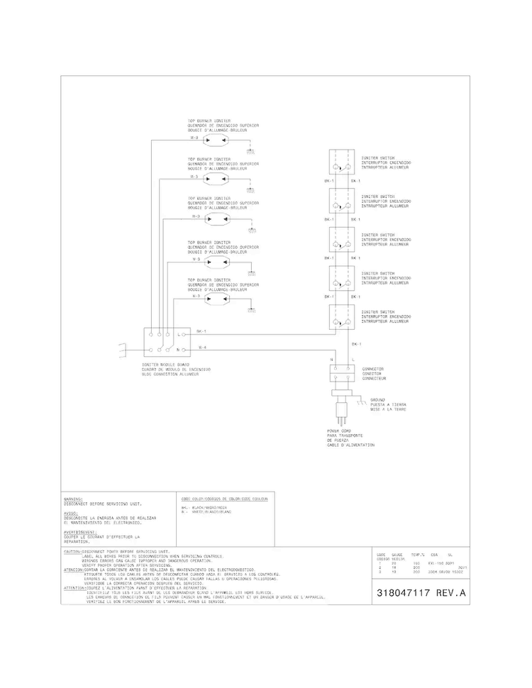 Wiring Diagram Diagram and Parts List for EW30GC60PS0  Electrolux Cooktop