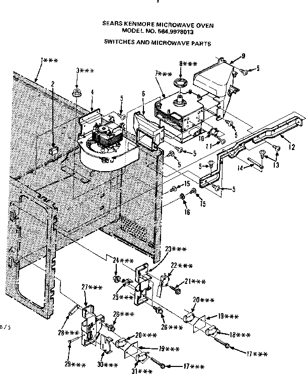 Switches And Microwave Parts Diagram and Parts List for 5649978013  Kenmore Microwave