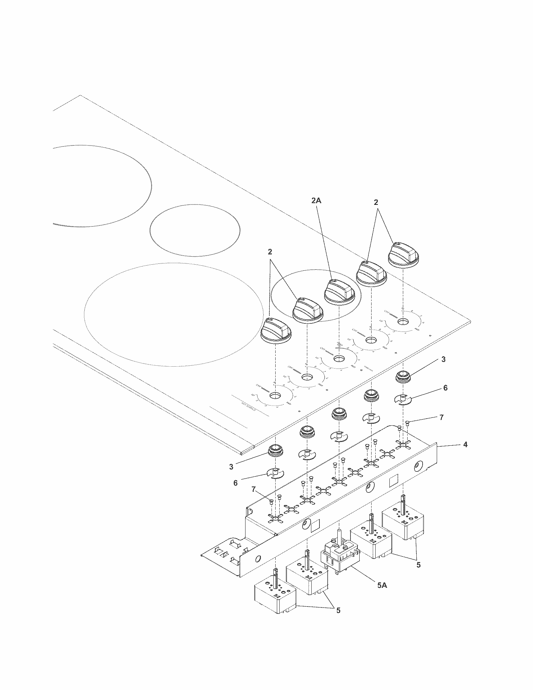Control Panel Diagram and Parts List for 79045302410  Kenmore Cooktop