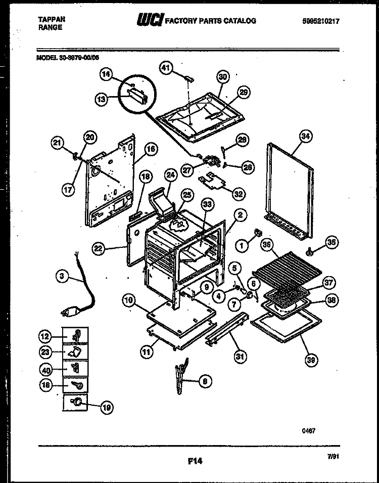 BODY PARTS Diagram and Parts List for 30-3979-00-05  Tappan Range