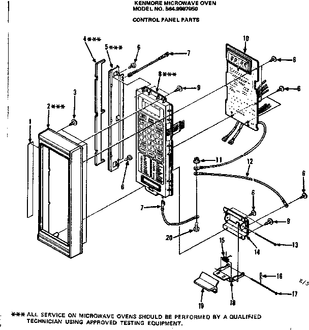 Control Panel Parts Diagram and Parts List for 5649987950  Kenmore Microwave