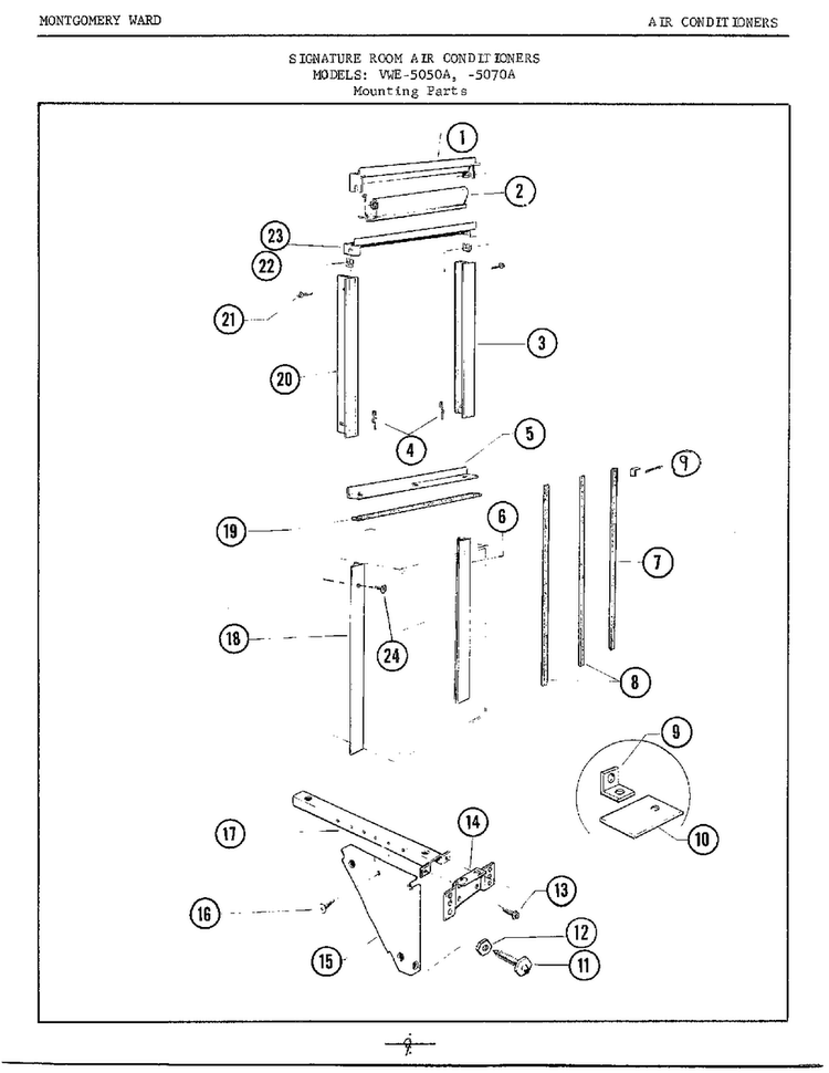 Mounting Diagram and Parts List for 5070A  Frigidaire Air Conditioner